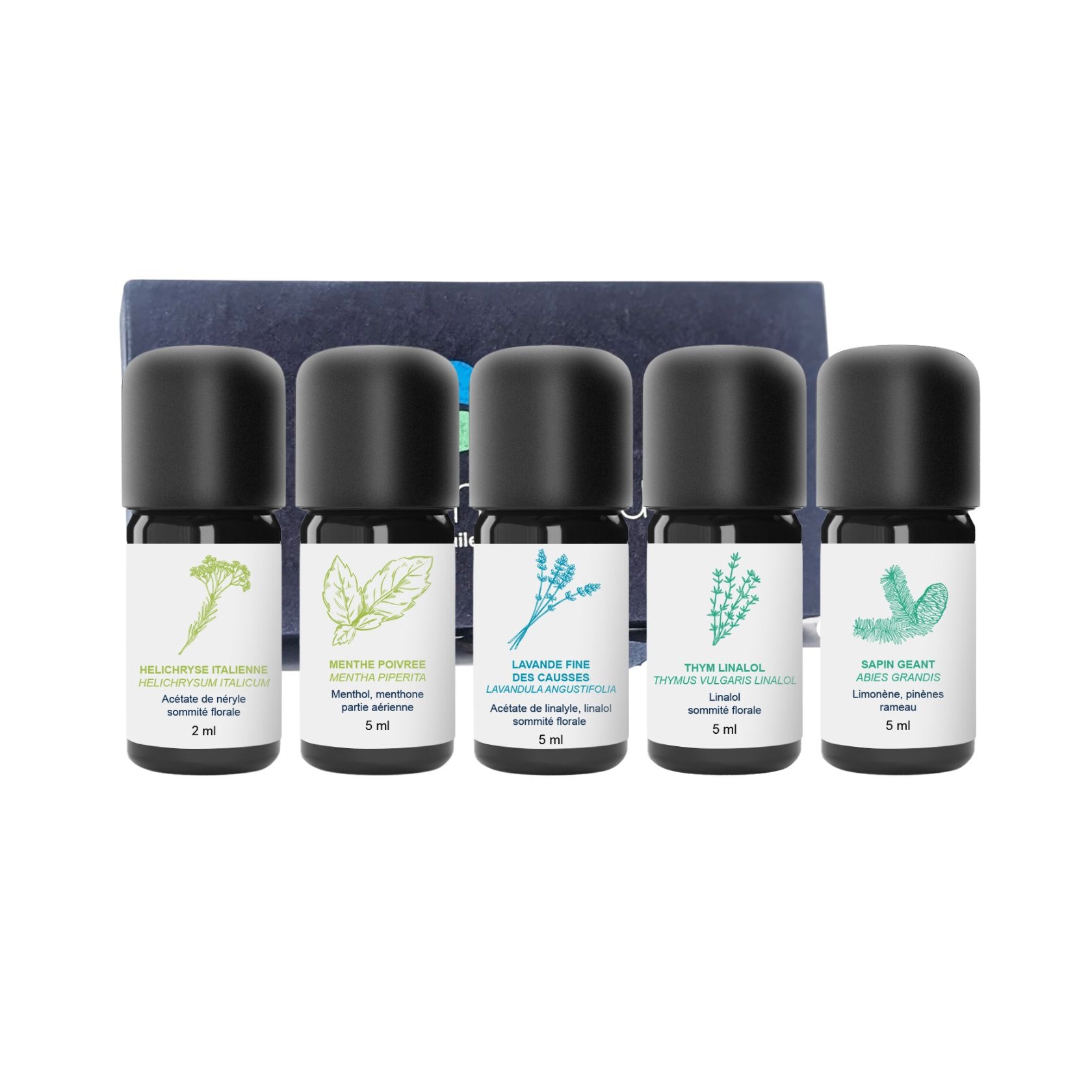 Kit Ätherische Öle Familie 7/7 Tage 100% Bio und handwerklich hergestellt